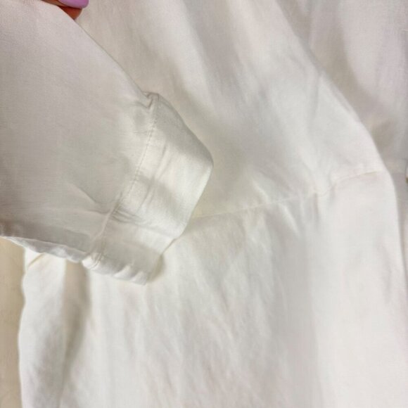 Zara White Long Wrap Blouse Size Medium Kimono - Picture 7 of 12